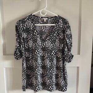 Floral Black and White Women's Top